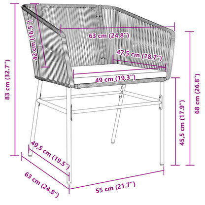 Chaises de jardin lot de 2 avec coussins gris résine tressée