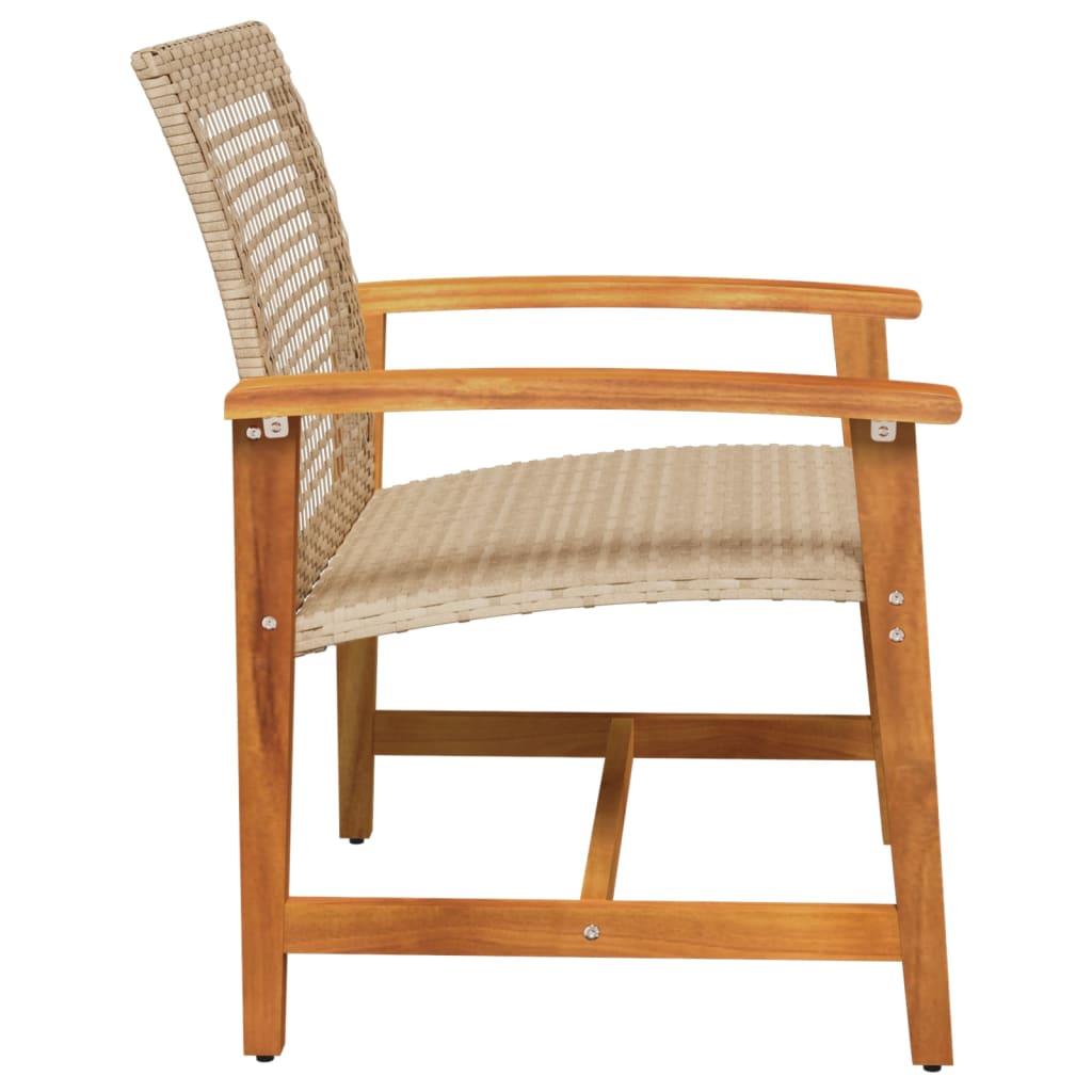 Chaises de jardin lot de 2 beige résine tressée bois d’acacia