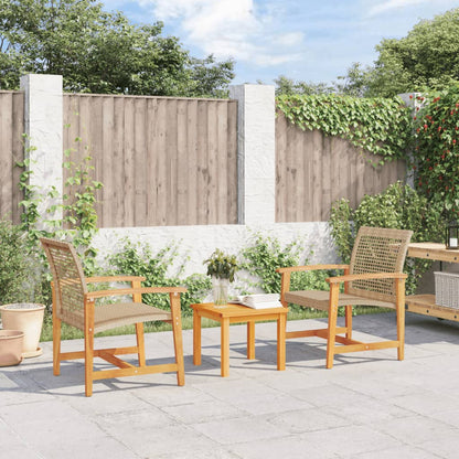 Chaises de jardin lot de 2 beige résine tressée bois d’acacia