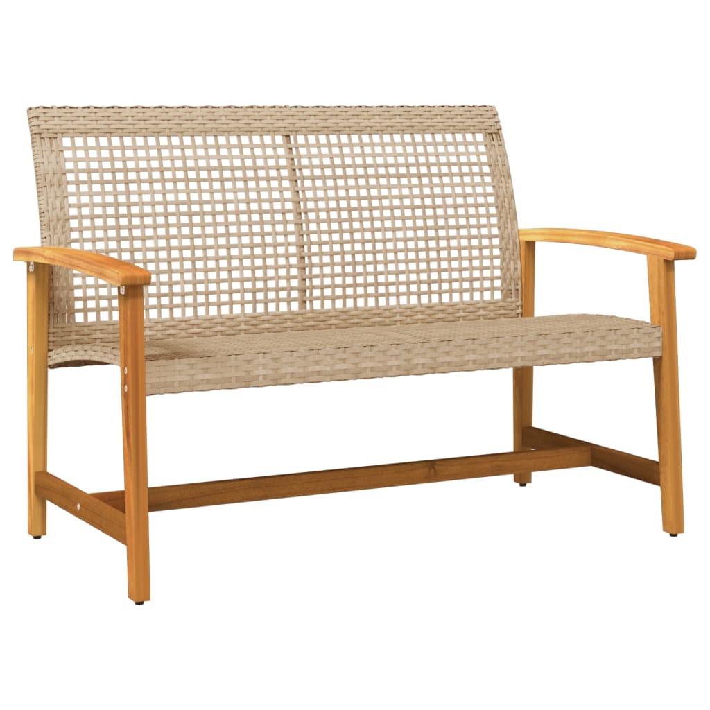 Banc de jardin beige 112 cm résine tressée et bois d'acacia