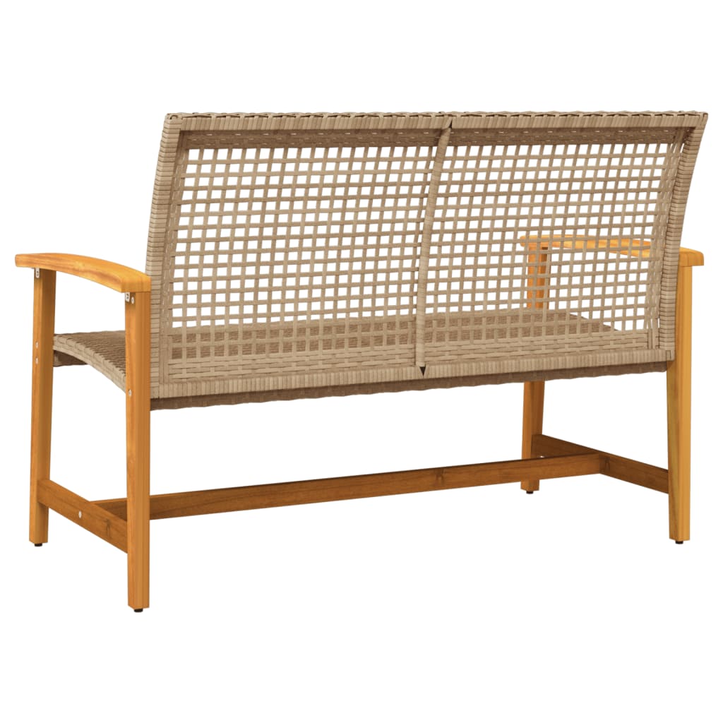 Banc de jardin beige 112 cm résine tressée et bois d'acacia