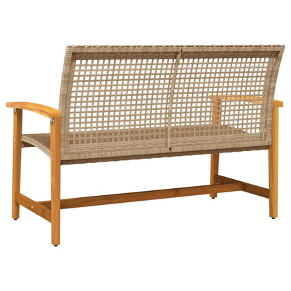 Banc de jardin beige 112 cm résine tressée et bois d'acacia