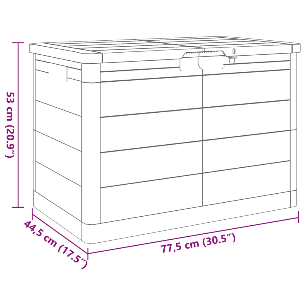 Boîte à coussins d'extérieur anthracite 77,5x44,5x53 cm PP