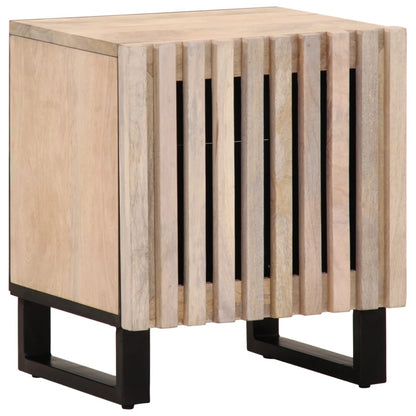 Table de chevet 40x34x46 cm bois de manguier massif blanchi