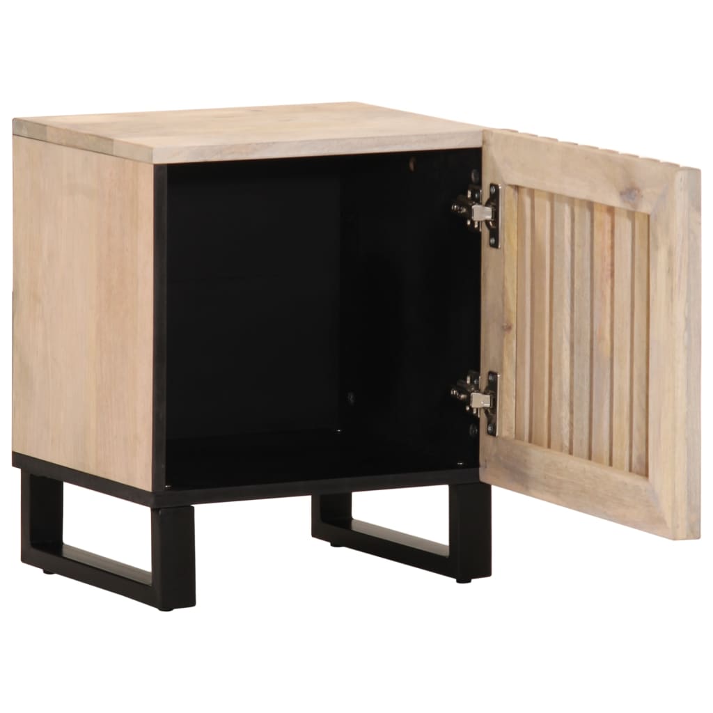 Table de chevet 40x34x46 cm bois de manguier massif blanchi