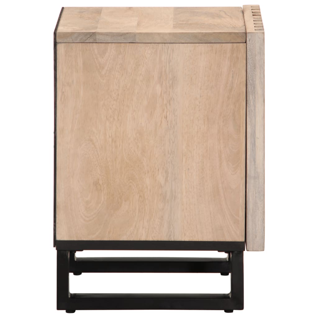 Table de chevet 40x34x46 cm bois de manguier massif blanchi