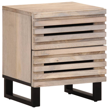 Table de chevet 40x34x46 cm bois de manguier massif blanchi