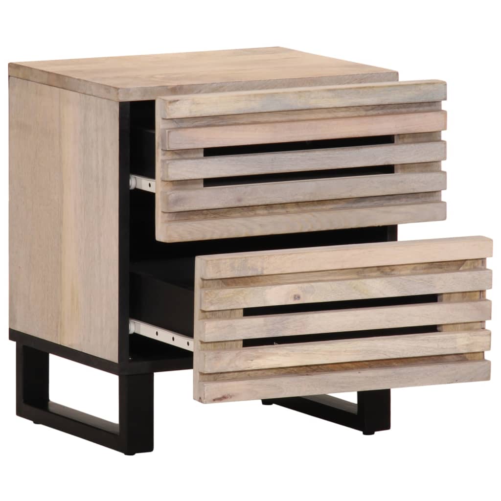 Table de chevet 40x34x46 cm bois de manguier massif blanchi