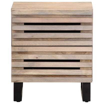 Table de chevet 40x34x46 cm bois de manguier massif blanchi