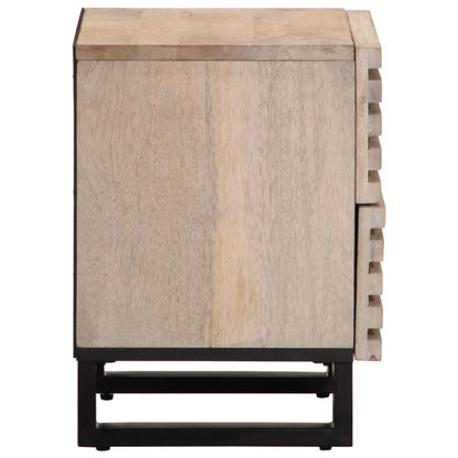 Table de chevet 40x34x46 cm bois de manguier massif blanchi