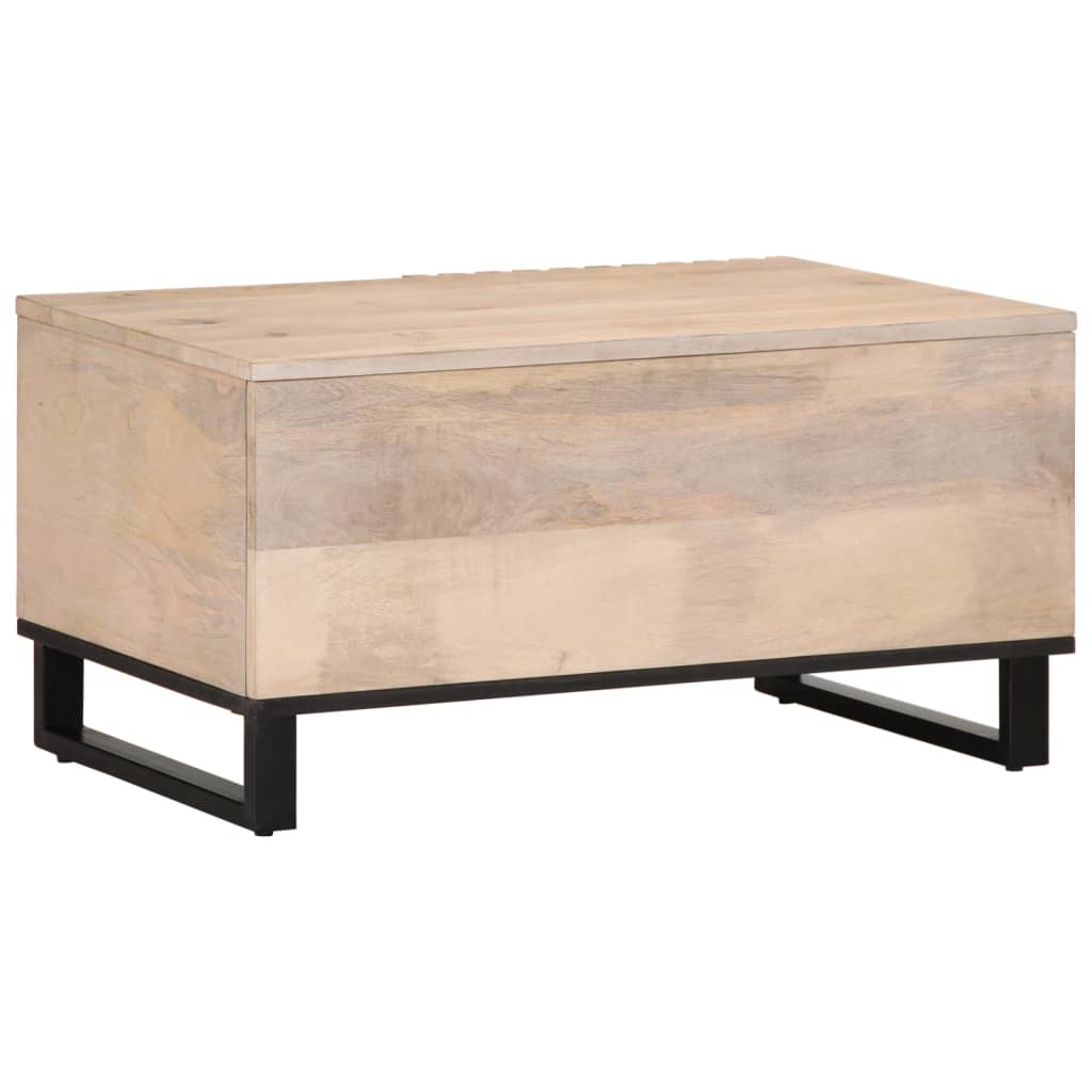 Table basse blanc 80x51x40 cm bois de manguier massif