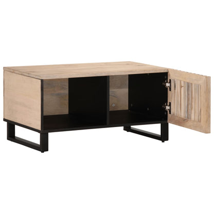 Table basse blanc 80x51x40 cm bois de manguier massif