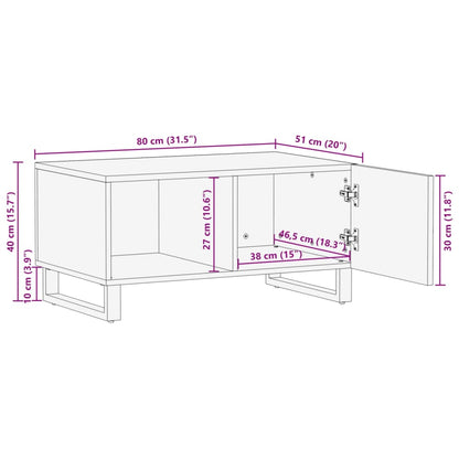 Table basse blanc 80x51x40 cm bois de manguier massif