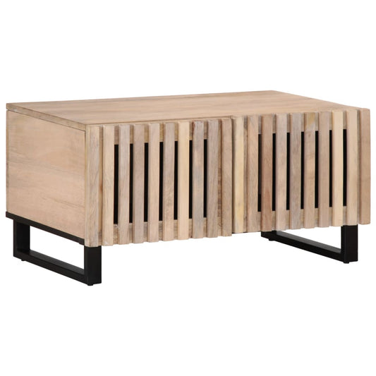 Table basse blanc 80x51x40 cm bois de manguier massif