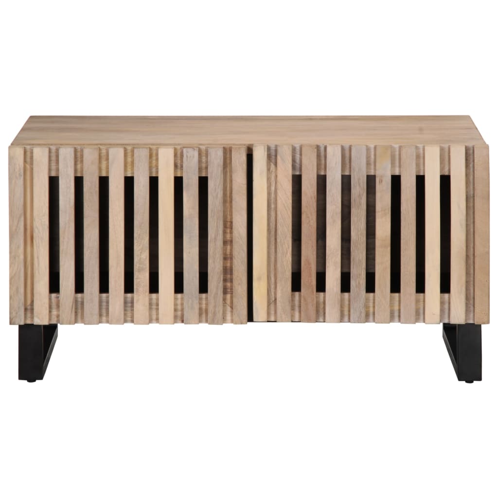 Table basse blanc 80x51x40 cm bois de manguier massif