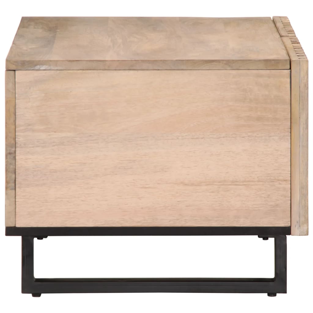 Table basse blanc 80x51x40 cm bois de manguier massif