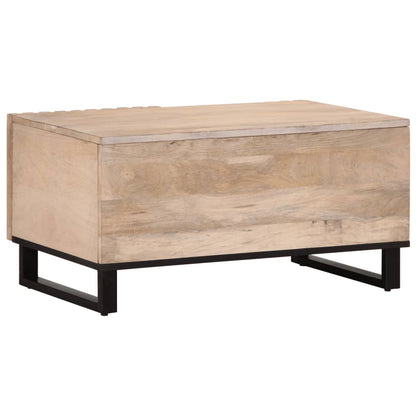 Table basse blanc 80x51x40 cm bois de manguier massif