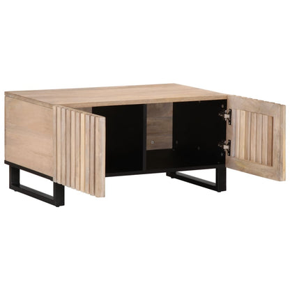 Table basse blanc 80x51x40 cm bois de manguier massif