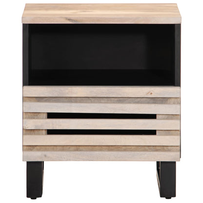 Table de chevet 40x34x46 cm bois de manguier massif blanchi