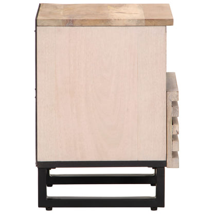 Table de chevet 40x34x46 cm bois de manguier massif blanchi