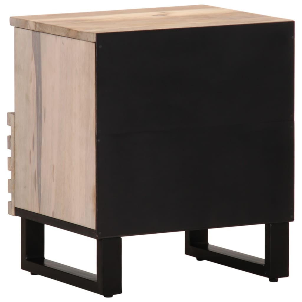 Table de chevet 40x34x46 cm bois de manguier massif blanchi