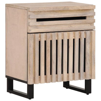 Table de chevet blanc 50x34x60 cm bois de manguier massif