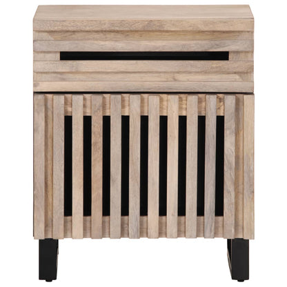 Table de chevet blanc 50x34x60 cm bois de manguier massif