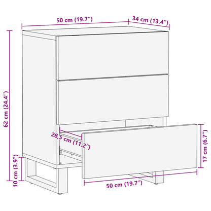 Table de chevet 50x34x62 cm bois de manguier massif brut