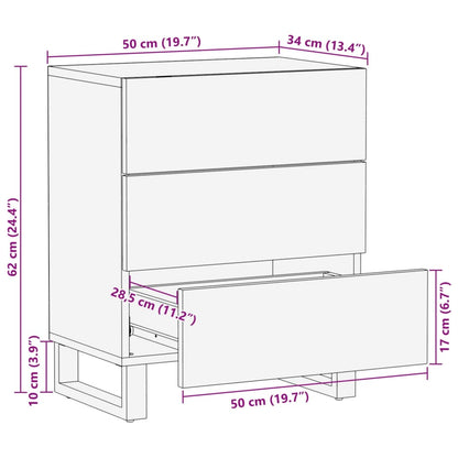 Table de chevet 50x34x62 cm bois de manguier solide