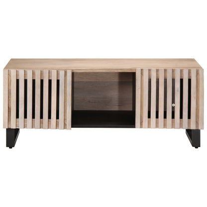 Table basse blanc 100x55x40 cm bois de manguier massif