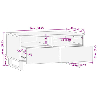 Table basse marron 80x55x40 cm bois de massif manguier