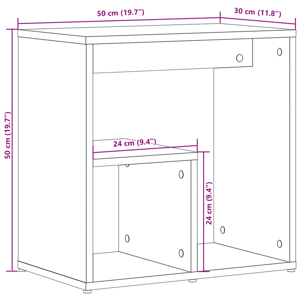 Tables d'appoint 2 pcs gris béton 50x30x50 cm bois d'ingénierie