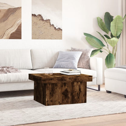 Table basse chêne fumé 80x55x40 cm bois d'ingénierie