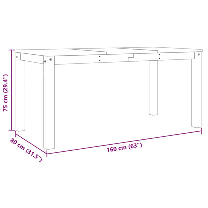 Table à manger Panama gris 160x80x75 cm bois massif de pin