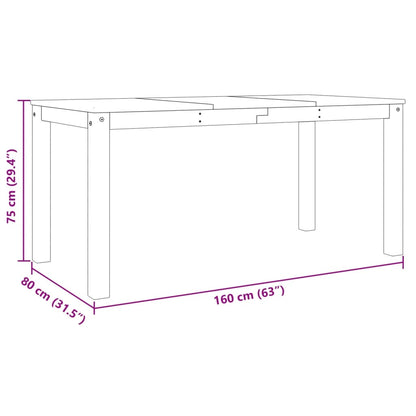 Table à manger Panama blanc 160x80x75 cm bois massif de pin