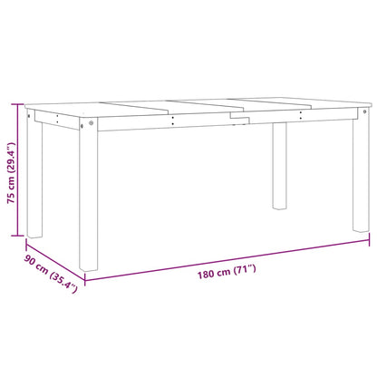 Table à manger Panama gris 180x90x75 cm bois massif de pin