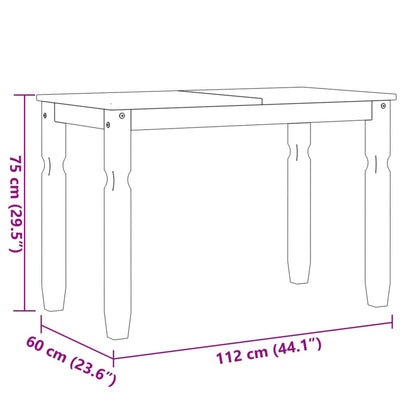 Table à manger Corona 112x60x75 cm bois massif de pin