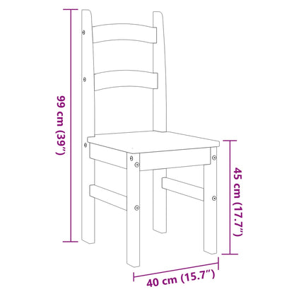 Chaises à manger lot de 2 gris 40x46x99 cm bois massif de pin