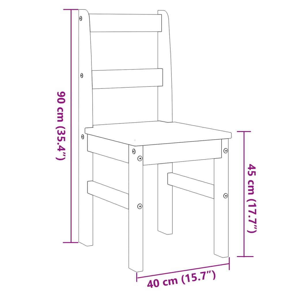 Chaises à manger lot de 2 Panama 40x46x90 cm bois massif de pin