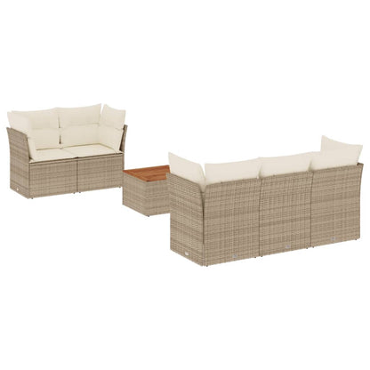 Salon de jardin avec coussins 6 pcs beige résine tressée