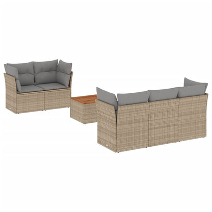 Salon de jardin avec coussins 6 pcs beige résine tressée