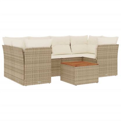 Salon de jardin avec coussins 7 pcs beige résine tressée