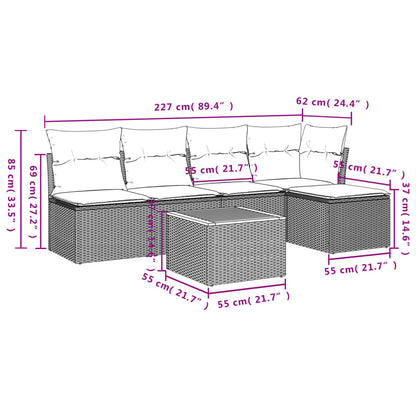 Salon de jardin avec coussins 6 pcs beige résine tressée