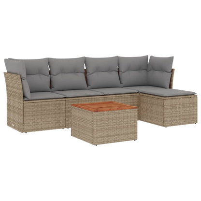 Salon de jardin avec coussins 6 pcs beige résine tressée