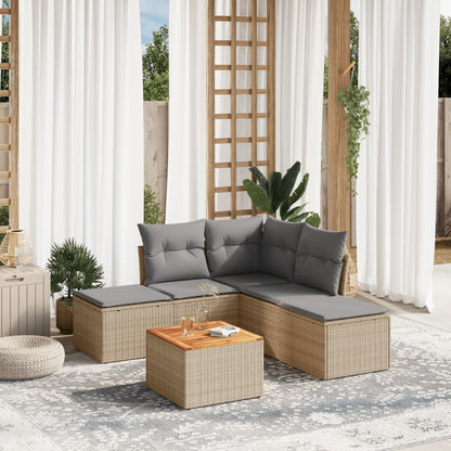 Salon de jardin avec coussins 6 pcs beige résine tressée