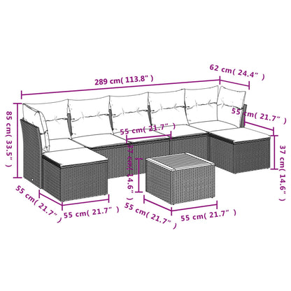 Salon de jardin 8 pcs avec coussins noir résine tressée