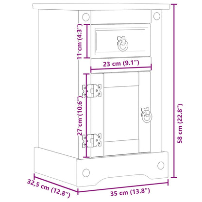 Table de chevet Corona 35x32,5x58 cm bois de pin massif