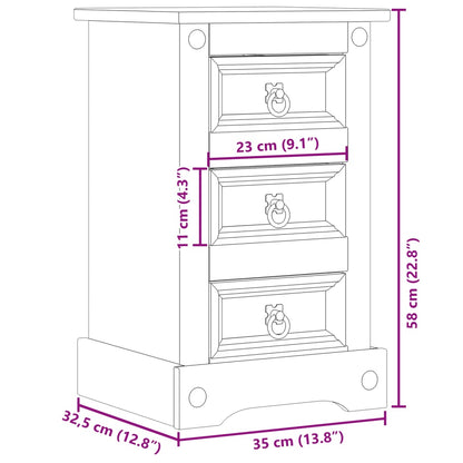 Table de chevet Corona 35x32,5x58 cm bois de pin massif