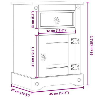 Table de chevet Corona 45x35x64 cm bois de pin massif