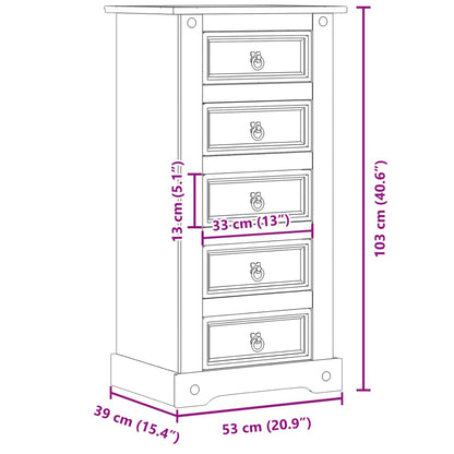 Table de chevet Corona 53x39x103 cm bois de pin massif